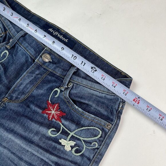 Driftwood Floral Embroidered Skinny Jeans 27 Low Rise Y2K Boho Hippie Grunge - Picture 6 of 13